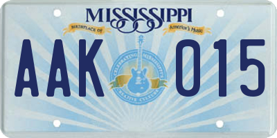 MS license plate AAK015