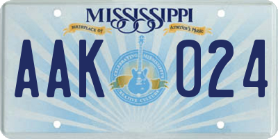 MS license plate AAK024