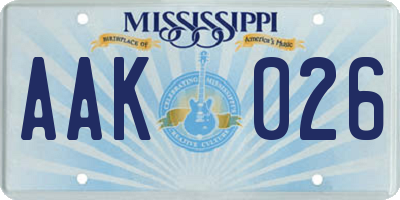 MS license plate AAK026