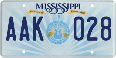 MS license plate AAK028