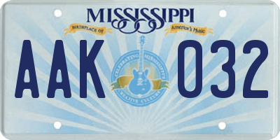 MS license plate AAK032