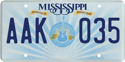 MS license plate AAK035