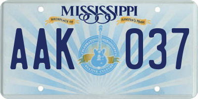MS license plate AAK037