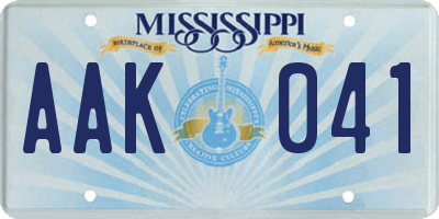 MS license plate AAK041