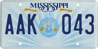 MS license plate AAK043