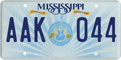 MS license plate AAK044