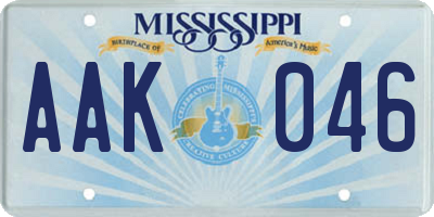 MS license plate AAK046
