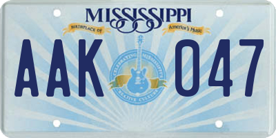 MS license plate AAK047
