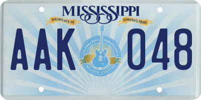 MS license plate AAK048
