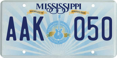MS license plate AAK050