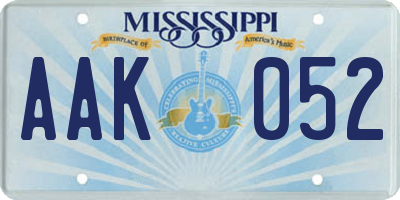 MS license plate AAK052