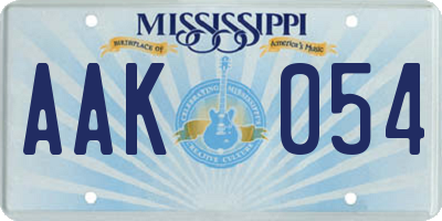 MS license plate AAK054