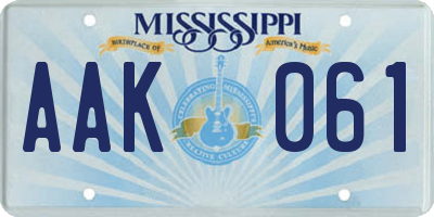 MS license plate AAK061