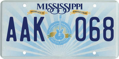 MS license plate AAK068
