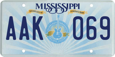 MS license plate AAK069