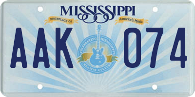 MS license plate AAK074