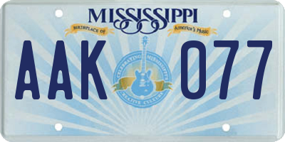 MS license plate AAK077