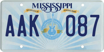 MS license plate AAK087