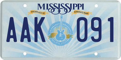 MS license plate AAK091
