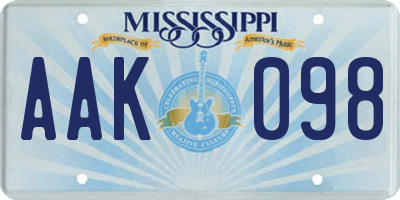 MS license plate AAK098
