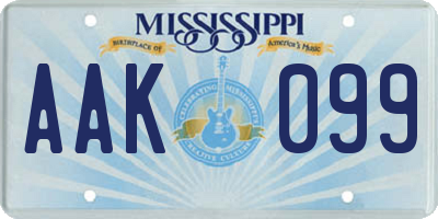 MS license plate AAK099