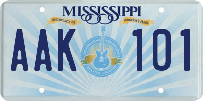 MS license plate AAK101