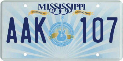 MS license plate AAK107