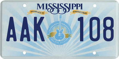 MS license plate AAK108