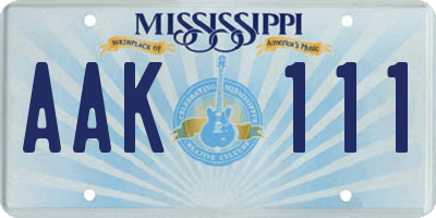 MS license plate AAK111