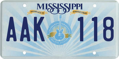MS license plate AAK118