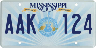 MS license plate AAK124