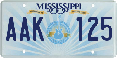 MS license plate AAK125