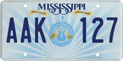 MS license plate AAK127