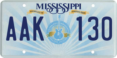 MS license plate AAK130