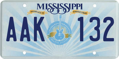 MS license plate AAK132