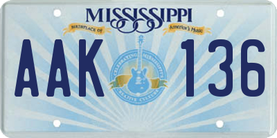 MS license plate AAK136