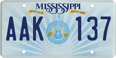MS license plate AAK137