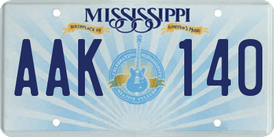 MS license plate AAK140