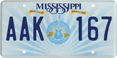 MS license plate AAK167