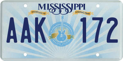 MS license plate AAK172