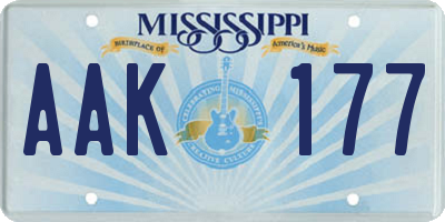 MS license plate AAK177