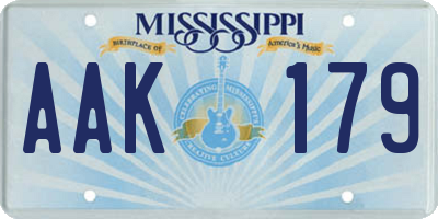MS license plate AAK179