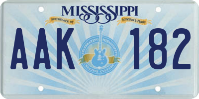 MS license plate AAK182