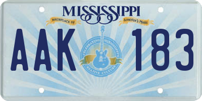 MS license plate AAK183