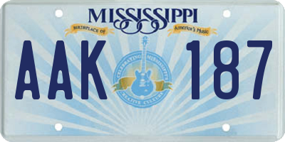MS license plate AAK187