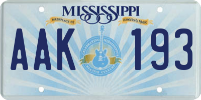 MS license plate AAK193