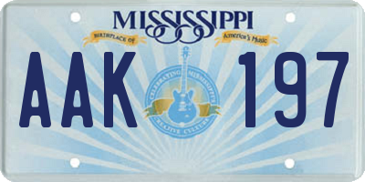 MS license plate AAK197