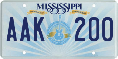 MS license plate AAK200