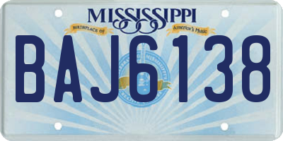 MS license plate BAJ6138