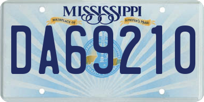 MS license plate DA69210